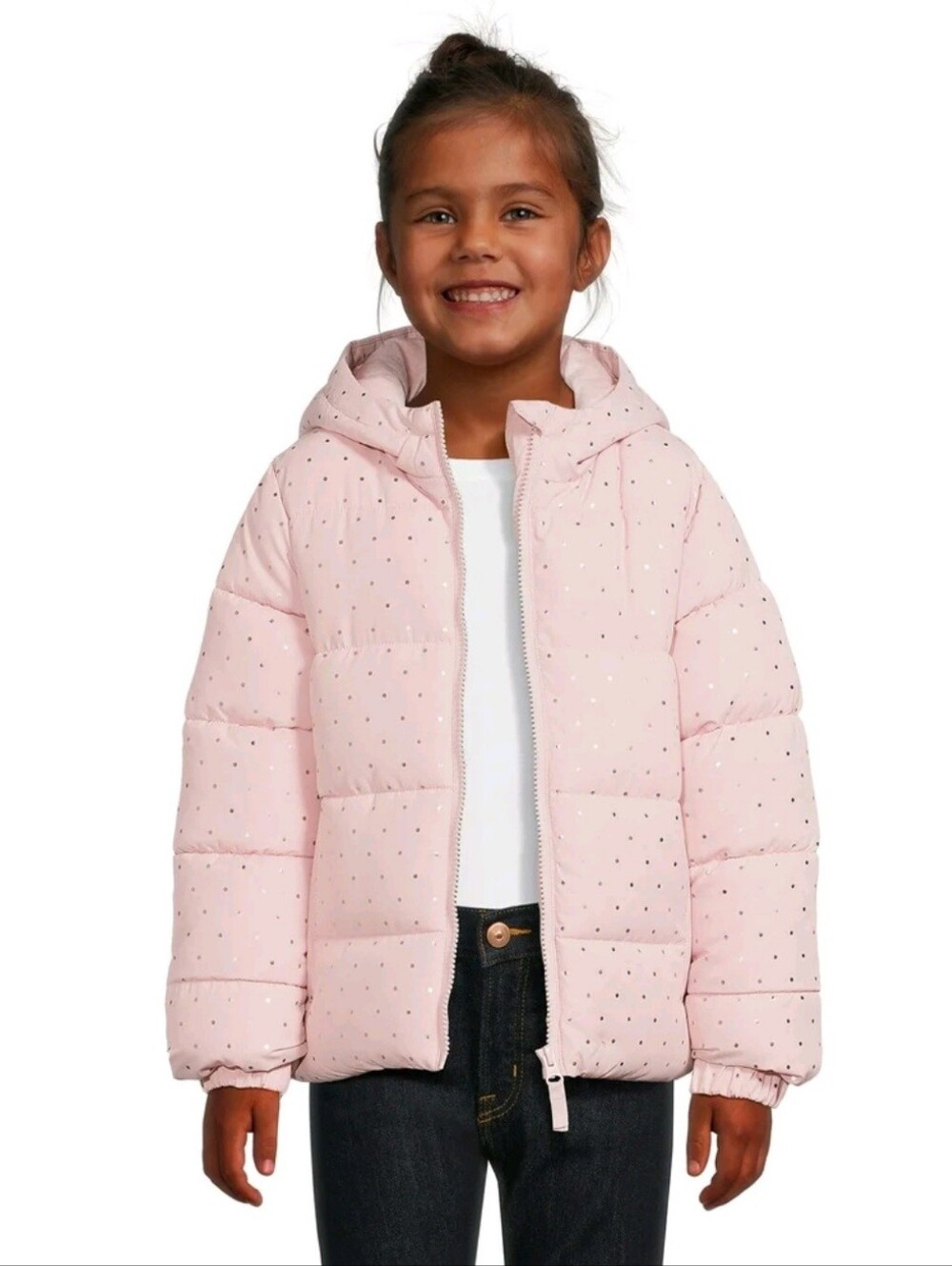 R Girls Puffer Jacket Pink Sparkly Covered Coat Large